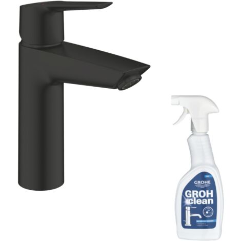 GROHE Start Mezclador de lavabo agua fría apertura negro M + limpiador GrohClean