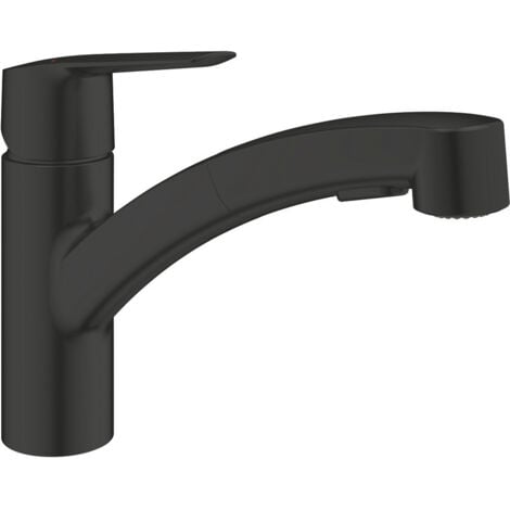 Grohe START mitigeur monocommande évier avec douchette extractible, noir mat (303072431)
