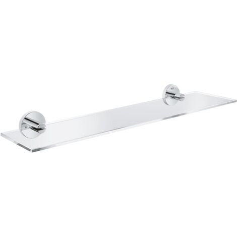 GROHE Start QuickFix, Mensola in vetro con supporti cromati metallo e vetro, fissaggio nascosto, viti e tasselli inclusi, montaggio facile con GROHE QuickGlue, dimensioni 530 mm, 41202000