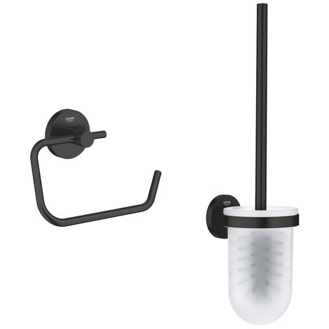 Grohe START set escobillero + dispensador de papel de pared, negro mate (411852430-GroheBlackSet1)