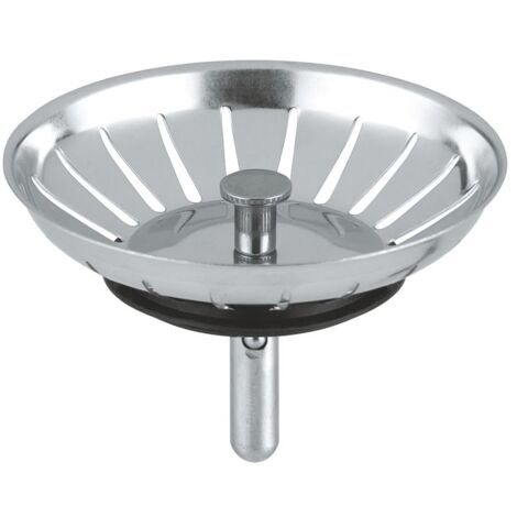 Grohe Stopfen, Siebkorbeinsatz, für Küchenspülen ohne automatischen Ablauf, inklusive Lippendichtung, d. 83mm, Edelstahl