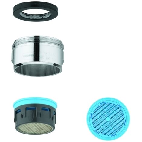 Grohe Strahlregler Chrom, Außengewinde M24x1, Durchflussklasse A, 13,5-15,0l/min 3bar, verstellbarer Mousseur