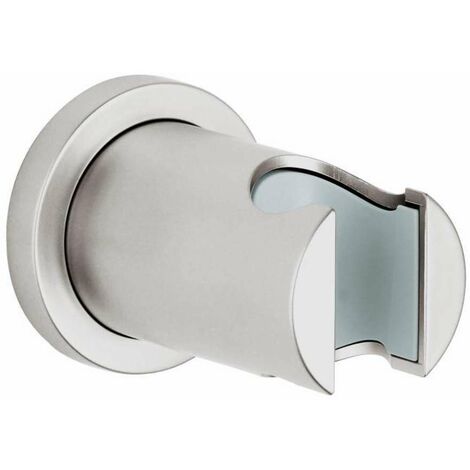 Grohe – Support mural de douchette ronde – Finition SuperSteel résistante aux rayures – Longueur 69mm, diamètre 50mm – 27074DC0