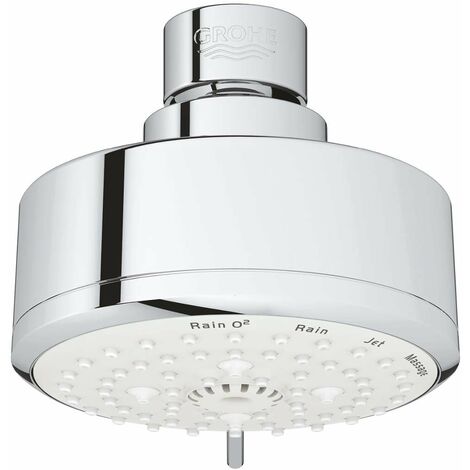 Grohe – Douche de tête 100mm 4 jets chromée – Débit constant 9.5 l/min – Pivotement 15° – Système anti-calcaire – 27591001