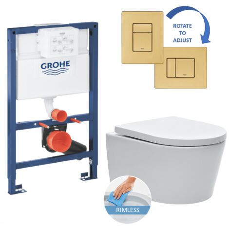 Grohe Toilet set Grohe Rapid SL frame + SATrimless bowl + Grohe brushed ...