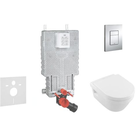 Grohe Uniset - Bâti-support pour WC suspendu + cuvette et siège Villeroy &amp Boch 38643SET-KB