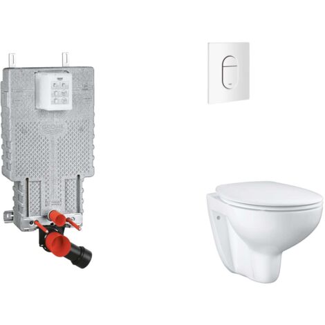 Grohe Uniset - Set bâti-support, cuvette, abattant SoftClose, plaque de déclenchement Arena Cosmopolitan, blanc alpin SANI15BB3102