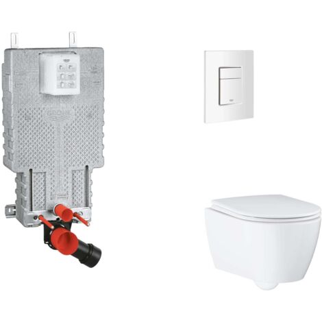 Grohe Uniset - Set bâti-support, cuvette, abattant SoftClose, plaque de déclenchement Skate Cosmopolitan, blanc alpin SANI15BB3113
