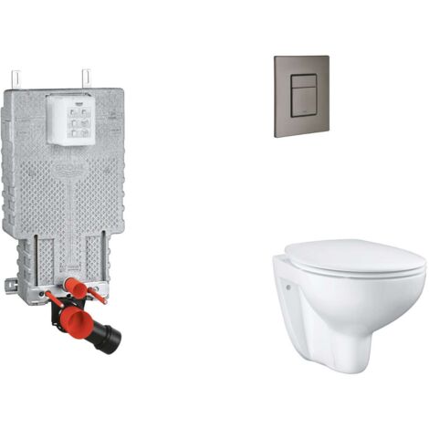 Grohe Uniset - Set bâti-support, cuvette, abattant SoftClose, plaque de déclenchement Skate Cosmopolitan, Hard Graphite brossé SANI15BB5102