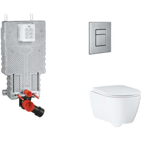 Grohe Uniset - Set bâti-support, cuvette, abattant SoftClose, plaque de déclenchement Skate Cosmopolitan, inox brossé SANI15BB2112