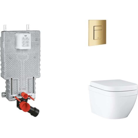 Grohe Uniset - Set con modulo d'installazione per WC a parete, copriwater WC SoftClose, placca di comando Skate Cosmopolitan, Triple Vortex, Cool Sunrise SANI15BB4107