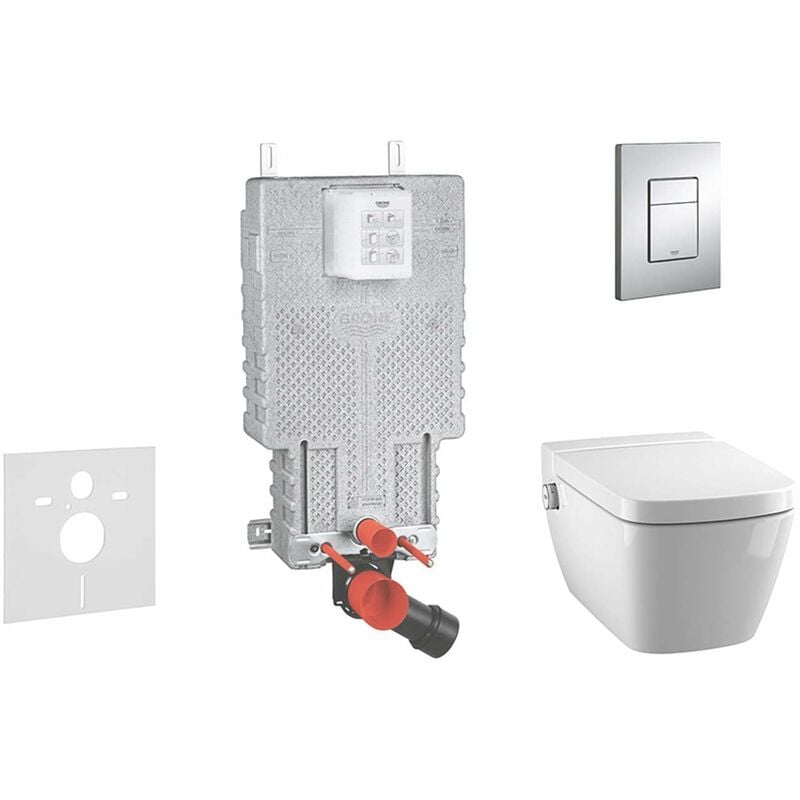 Uniset - Set de bâti-support, toilette japonaise et abattant Tece, plaque de déclenchement Skate Cosmo, Rimless, SoftClose, chrome 38643SET-KT - Grohe