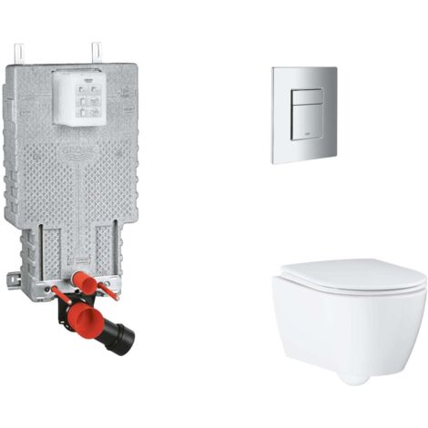 Grohe Uniset - Set Vorwandelement, WC mit Softclose-Sitz und Skate Cosmopolitan-Betätigungsplatte, Chrom SANI15BB2110