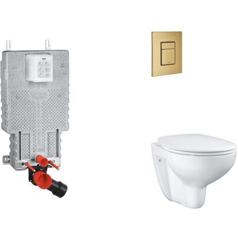 Grohe Uniset - Set Vorwandelement, WC mit Softclose-Sitz und Skate Cosmopolitan-Betätigungsplatte, Cool Sunrise gebürstet SANI15BB4101