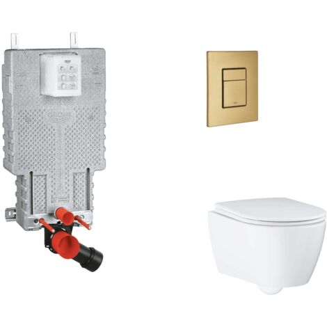 Grohe Uniset - Set Vorwandelement, WC mit Softclose-Sitz und Skate Cosmopolitan-Betätigungsplatte, Cool Sunrise gebürstet SANI15BB4116