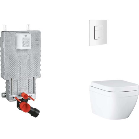 Grohe Uniset - Set Vorwandelement, WC mit Softclose-Sitz und Skate Cosmopolitan-Betätigungsplatte, Triple Vortex, Alpinweiß SANI15BB3105
