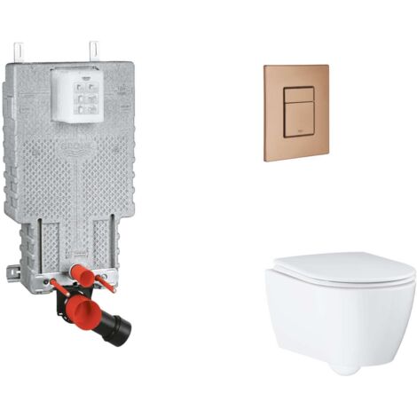 Grohe Uniset - Set Vorwandelement, WC mit Softclose-Sitz und Skate Cosmopolitan-Betätigungsplatte, Warm Sunset gebürstet SANI15BB4118