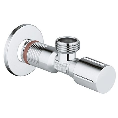 Grohe – Vanne équerre en laiton chromé 1/2' – Raccord mural 1/2' – Système d'étanchéité automatique – Poignée ergonomique en métal