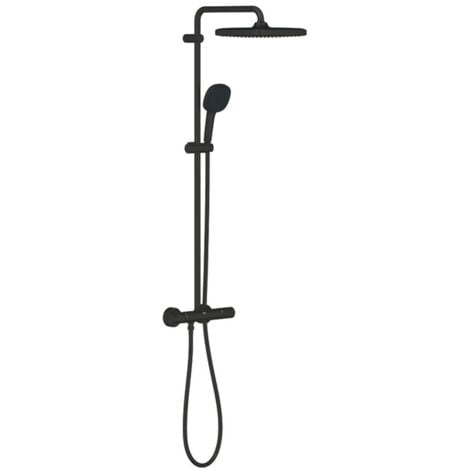 Grohe Vitalio Comfort Système de douche - mitigeur douche thermostatique - aquadimmer -tête de douche 25 cm - douchette 11 cm - noir mat.