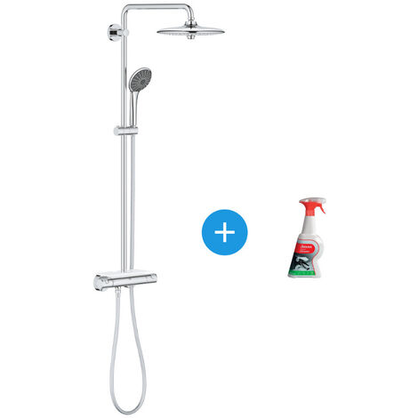 Grohe Vitalio Joy System 260, columna de ducha con mezclador termostático + chorro Ravak Cleaner (26403001)