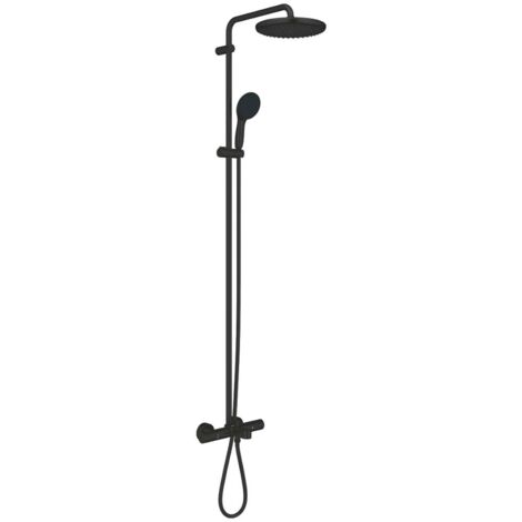 Grohe Vitalio Start - Duschset mit Badewannenthermostat, Durchmesser 25 cm, 2 Strahlarten, schwarz matt 269882431