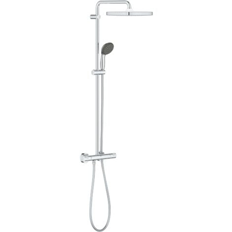 Grohe Vitalio Start System 250 Cube Duschsystem mit Thermostatbatterie für die Wandmontage, Chrom (26696000)