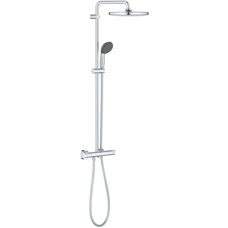 Grohe Vitalio Start Ecojoy Duschsäule mit Thermostatmischer, Kopfbrause 250 mm, 2-strahlige Handbrause, Chrom (26816000)
