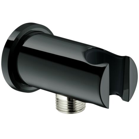 GROHE Wandabgangsbogen Rainshower 26658, mit Halter, runde Rosette, Außengewinde 1/2'', Ganzmetallgehäuse, Eigensicher gegen Rückfließen, hard graphite