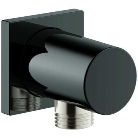 GROHE Wandanschlussbogen Rainshower 27076, mit eckiger Rosette, eigensicher, hard graphite