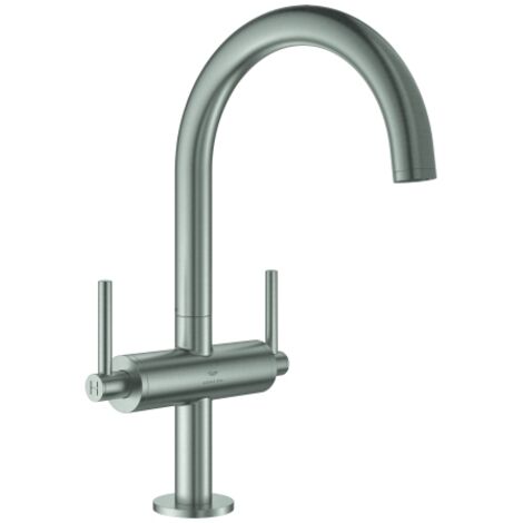 Grohe Waschtisch-Zweigriff-Armatur Atrio 1/2", L, mit Hebelgriffen, supersteel