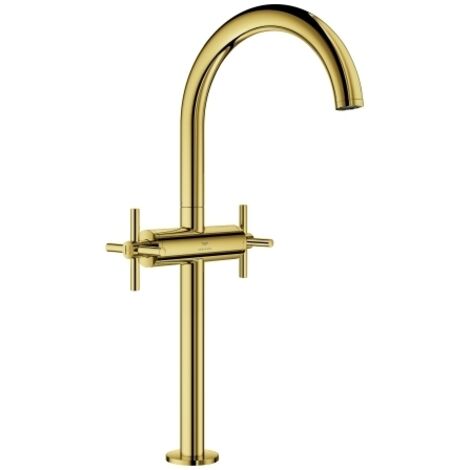Grohe Waschtisch-Zweigriff-Armatur Atrio 1/2", XL, mit Kreuzgriffen, cool sunrise