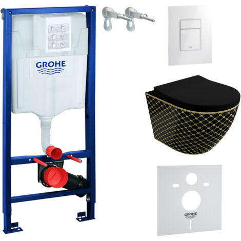 GROHE WC Set mit Vorwandelement, Wand-WC und Spülknopf