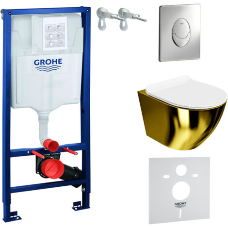 GROHE WC Set mit Vorwandelement, Wand-WC und Spülknopf
