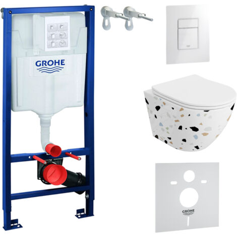 GROHE WC Set mit Vorwandelement, Wand-WC und Spülknopf