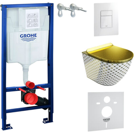GROHE WC Set mit Vorwandelement, Wand-WC und Spülknopf