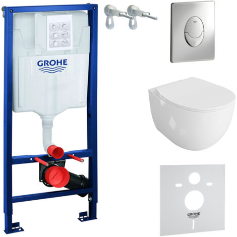 GROHE WC Set mit Vorwandelement, Wand-WC und Spülknopf
