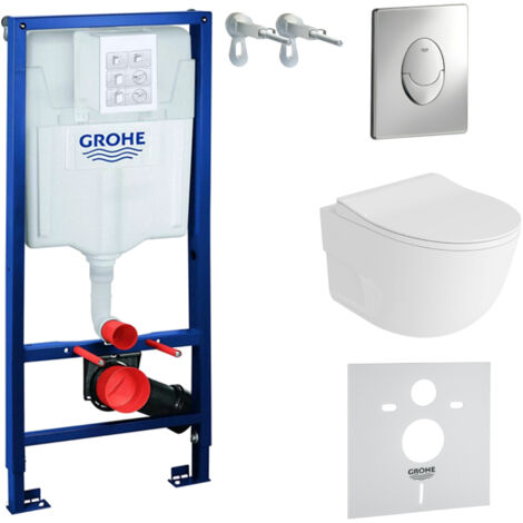 GROHE WC Set mit Vorwandelement, Wand-WC und Spülknopf
