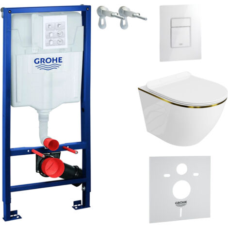 GROHE WC Set mit Vorwandelement, Wand-WC und Spülknopf