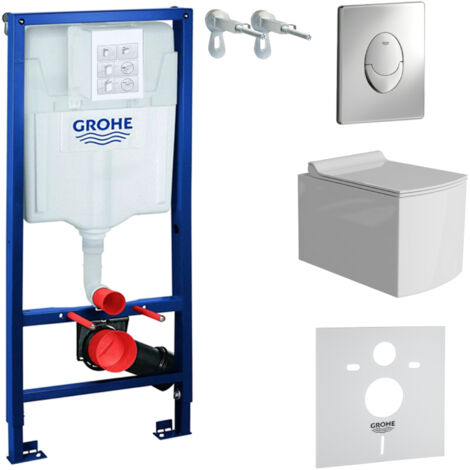 GROHE WC Set mit Vorwandelement, Wand-WC und Spülknopf