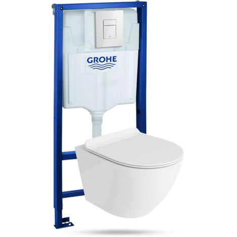 GROHE WC Set mit Vorwandelement, Wand-WC und Spülknopf
