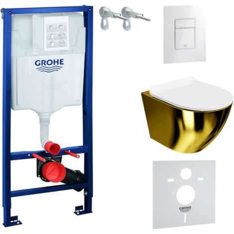GROHE WC Set mit Vorwandelement, Wand-WC und Spülknopf