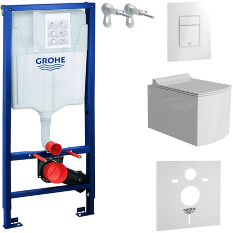 GROHE WC Set mit Vorwandelement, Wand-WC und Spülknopf