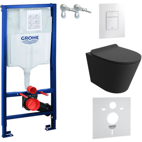 GROHE WC Set mit Vorwandelement, Wand-WC und Spülknopf