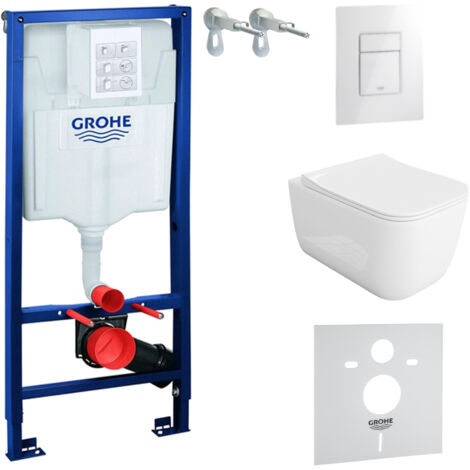GROHE WC Set mit Vorwandelement, Wand-WC und Spülknopf