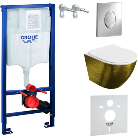 GROHE WC Set mit Vorwandelement, Wand-WC und Spülknopf
