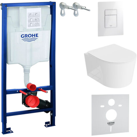 GROHE WC Set mit Vorwandelement, Wand-WC und Spülknopf