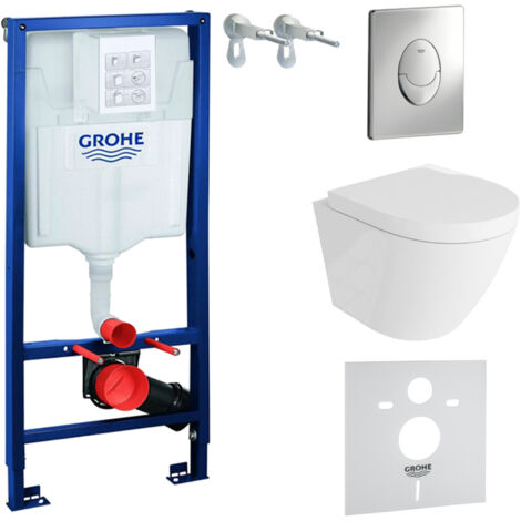 GROHE WC Set mit Vorwandelement, Wand-WC und Spülknopf