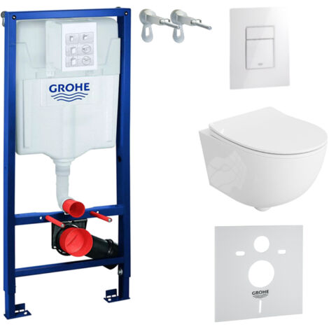 GROHE WC Set mit Vorwandelement, Wand-WC und Spülknopf