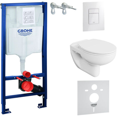 GROHE WC Set mit Vorwandelement, Wand-WC und Spülknopf