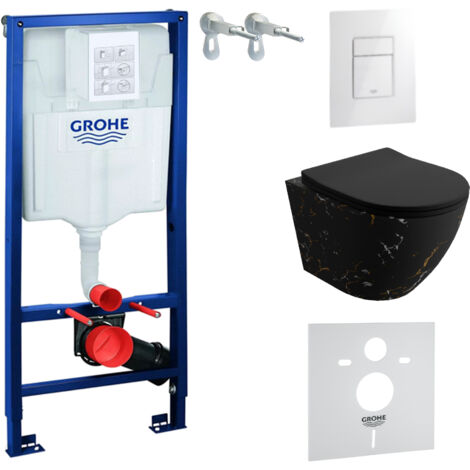 GROHE WC Set mit Vorwandelement, Wand-WC und Spülknopf